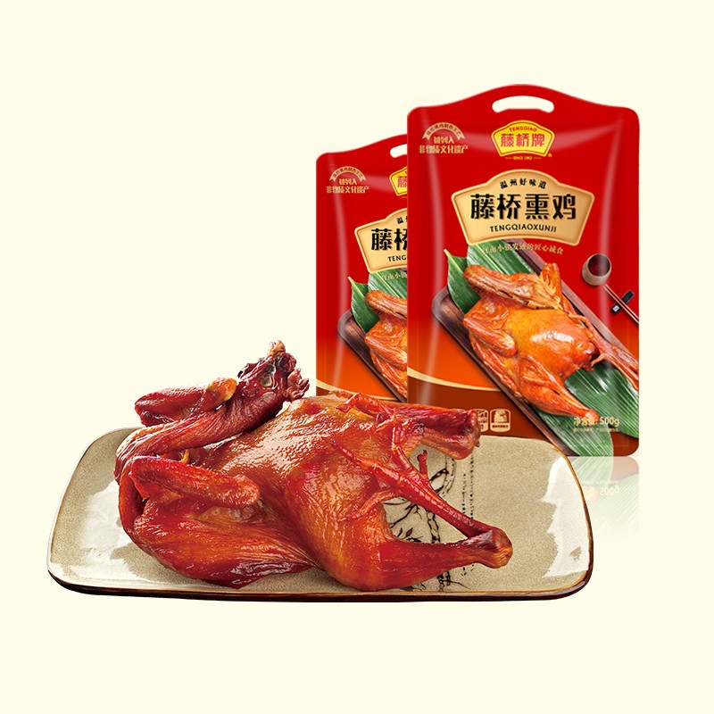 藤桥牌休闲熏鸡500